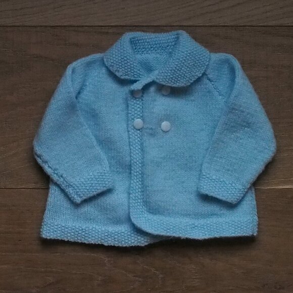 Hank Knit Baby Sweater in Baby Blue - Picture 1 of 2